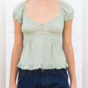 Brandy Melville Blair Green Eyelet Women’s Top